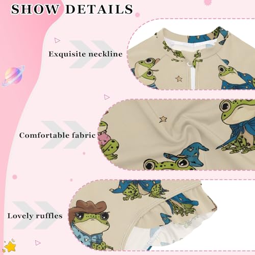 ALAZA Toddler Swimsuit Girl Bathing Suit Swimwear Rash Guard Ugly Frog Long Sleeve 3T4