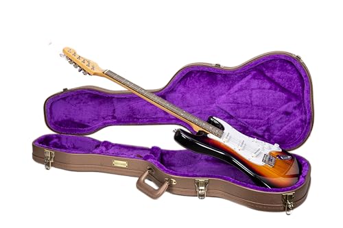 Crossrock Wooden Electric Guitar Case for 335 Style Semi-Hollow | Blossom Brown Faux Leather Burgundy Velvet Interior Lock Designer SeriesCRW530SABQ product thumbnail 10