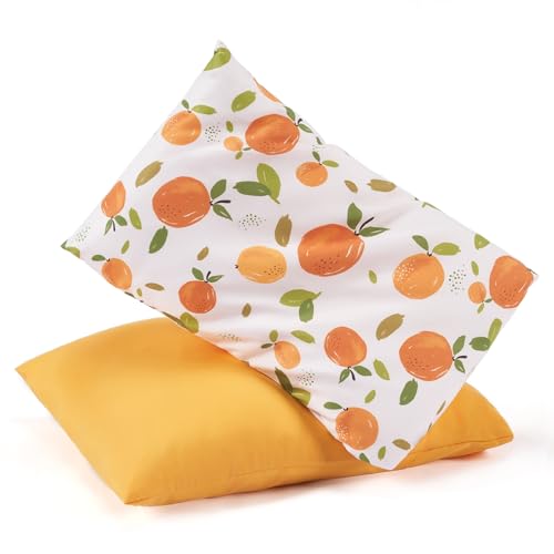 Image of TILLYOU Toddler Pillowcases 13 x 18 Travel Pillow Case 2 Pack, Kids Pillowcases Machine Washable with Envelope Closure, Orange Flavour & Orange