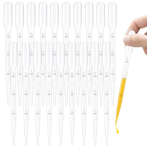 20 pièces 3 ML Pipettes de transfert en plastique,pipettes jetables de mesure,compte-gouttes jetables,pour Laboratory Experiment,pipettes à huile essentielle