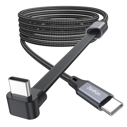 ZeniKon Right Angle USB C Cable 3.3FT, 90 Degree USB C Cable Flat (60W Fast Charging) Nylon Braided High-Speed Data Transfer Compatible with iPhone 17/16/15 Series, Galaxy, iPad Pro/Air, MacBook