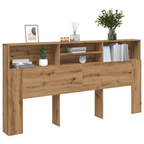 Festnight Tete de lit 200 cm Tête de lit avec Rangement Têtes de lit pour Adulte Armoire de Tête de Lit Murale Meuble de Chambre-chêne artisanal-200 x 19 x...