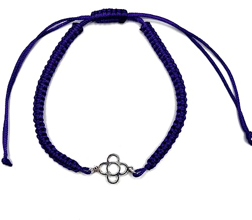 PULSERA MACRAME CON FLOR DE PANOT EN PLATA DE LEY (MORADA)