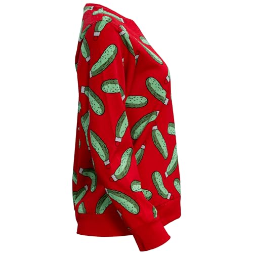 Mad Engine Rick and Morty Pickle Rick Christmas Ornaments All Over Youth Red Sweatshirt4