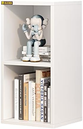 ALISENED Small Bookshelf, Wooden Stackable Cubby 2 Cube Shelf, Modern Small Spaces Storage Organizer Bookcase Display Rack for Bedroom, Library, Living Room, Home, Office, White