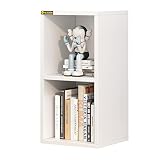 ALISENED Small Bookshelf, Wooden Stackable Cubby 2 Cube Shelf, Modern Small Spaces Storage Organizer