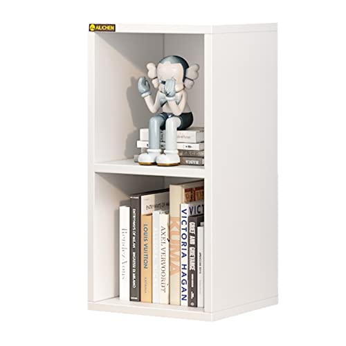 Alisened Small Bookshelf, Wooden Stackable Cubby 2 Cube Shelf, Modern Small Spaces Storage Organizer Bookcase Display Rack For Bedroom, Library, Living Room, Home, Office, White #TOP26