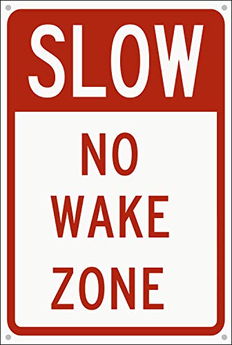 OBS Custom Yard Sign, 8 x 12 Inches Aluminum Warning Metal Signs, Indoor or Outdoor Use for Home Business, UV Protected & Waterproof (Slow No Wake Zone)