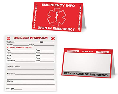 Image of Child Emergency Contact Car Seat Safety Alert Attachment Tag (ICE-101) Quantity (5)