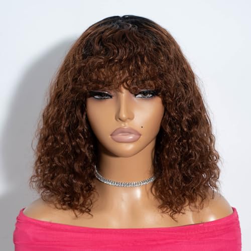 Perruque cheveux humains bouclés sans colle pour protéger vos cheveux fins avec frange