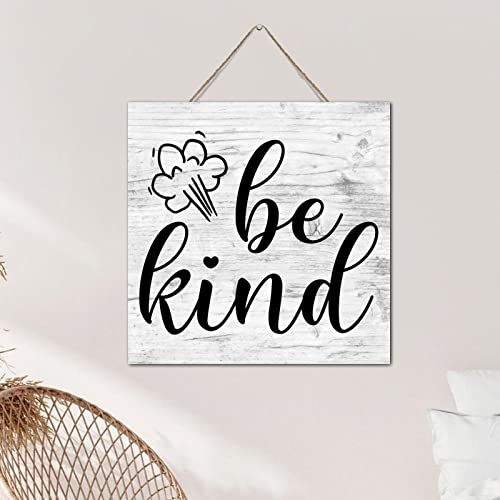 Plaque en bois vieilli Be Kind de haute qualité pour maison cosy