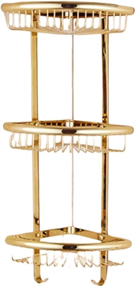 Crystal Brass Floating Shelves - Wall Mounted Corner Shower Caddy Kitchen Seasoning Organizer Color Gold 2