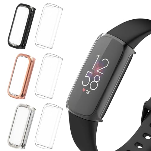 Kimiyaki 6 Pack Compatible for Fitbit Luxe Screen Protector Case, Soft TPU Bumper Full Coverage Protective Accessories