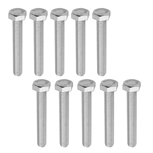 Image of Bettomshin 10Pcs M8 x 55mm Hex Bolts, 304 Stainless Steel 1.25mm Thread Pitch Fully Threaded Metric Hex Head Screw Bolts, Hexagon Screw Bolt, Hex Tap Bolts, Silver, A2-70 (Overall Size 60.3x13x13mm)
