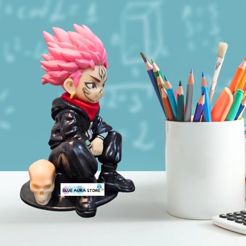 Image of Blue Aura Yuji Itadori Action Figure Height-12cm Collectible Multicolour PVC | Yu-ji Sitting AI Version