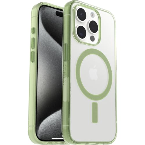 Image of OtterBox Clear case with Colorful Grip Edge case for iPhone 15 Pro - Moray (Green)