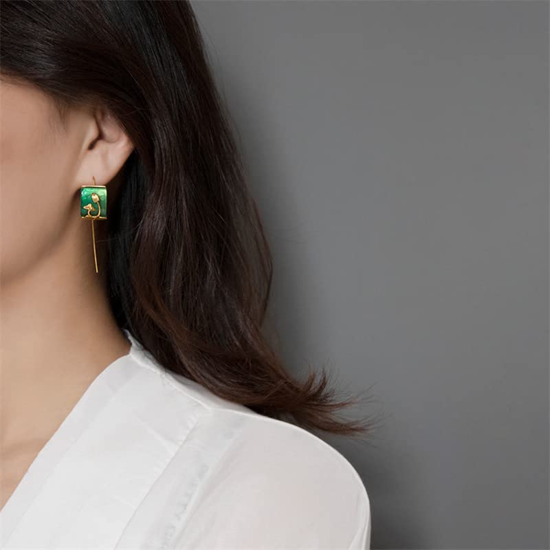 Orecchini in Argento Sterling 925 con Agata Verde Naturale con Simpatici Orecchini A Forma di Fungo per Gioielleria da Donna