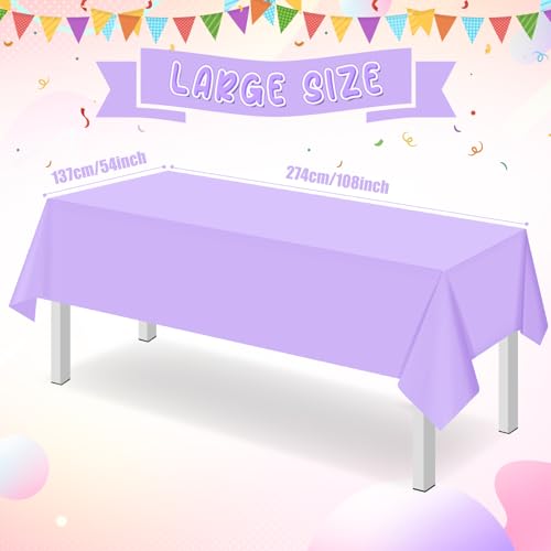 Image of 16 Pack Light Purple Plastic Tablecloth for Rectangle Tables, Premium Decorative Lavender Disposable Table Cloths for Parties, Rectangle Party Table Cover for Birthday Wedding Baby Shower, 54x108 Inch