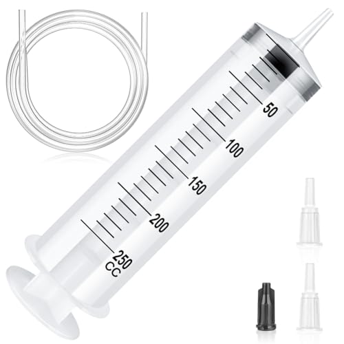 OFFCUP Jeringas, 250ml Jeringa de Plástico, Jeringa de Jardín, Jeringa de Líquido Reutilizable, Jeringa Grande para Laboratorios Científicos, Medición, Riego, Relleno, Filtración