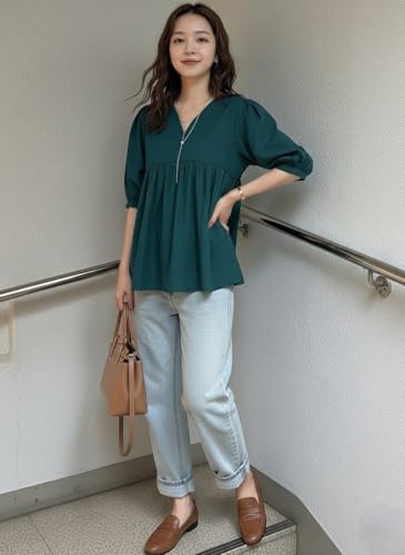 Image of Zilcon Women's Cotton Plain Styles Short Kurti for Women V-Neck Half Sleeve || Kurti for Woman || Short Kurtis for Woman