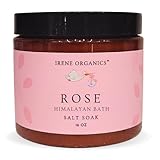 Irene Organics Natural Bath Salt Soak – Exfoliating Dead Sea Salt & Himalayan Salt for Relaxing Spa Experience, Soft & Smooth Skin (Detox - Rose)