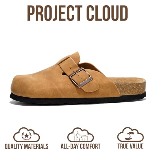 Image of Project Cloud 100% Genuine Leather Footbed Clogs for Women - Memory Foam Arch Support Slippers for Women - Trendy Slip-ons Women's Mules & Clogs Sandals