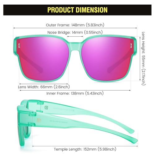Image of DUCO Fit Over Sunglasses for Men Women Wear Over Glasses Retro Wrap Around Polarized Sun Glasses UV400 Protection DC8981