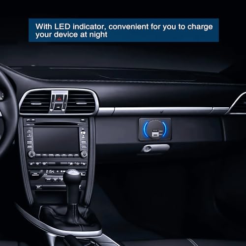 Image of Nilight Quick USB Socket PD Type C and USB Connector | 12V 24V 3A Car Outlet with Waterproof Cover Spring Cap LED Light Dual Outlets Port for Cars Trucks Motorcycle RVs Campers