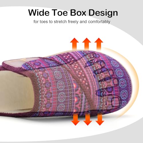 Spesoul Wide Womens Slippers Adjustable Diabetic Shoes Fuzzy Rubber Soles House Shoes Indoor Outdoor Slippers for Home Bedroom Swollen Edema Feet2