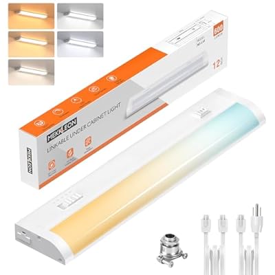 12inch Linkable Under Cabinet Lighting Hardwired Plug-in, Wired led Under Cabinet Lights with 5 CCT (2700/3000/3500/4000/5000) & Dimmable, Under Counter Lights for Kitchen, 6W, 600LM, 1 Pack