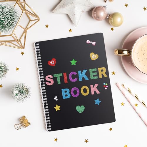 Álbum reutilizable para coleccionar pegatinas UFU, tamaño 8,5 × 11 pulgadas, con 40 hojas de papel liberador en blanco, pegatinas de letras y gemas, y herramientas miniatura 7