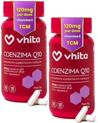 Coenzima Q10 120mg com Vitamina E e TCM 30 Cápsulas - Vhita (2 un...