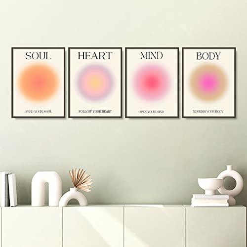 Image of NCYEL 4 colorful abstract halo posters angel number positive energy inspirational language inspirational wall art bedroom girls room pink decoration living room bedroom apartment hotel dormitory 12x16