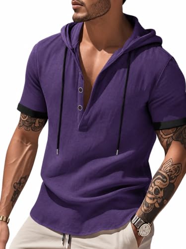 Image of Noble Monk Men's Hoodie Neck Polo T-Shirt | Half Sleeve | Regular Fit | Casual Wear for Men