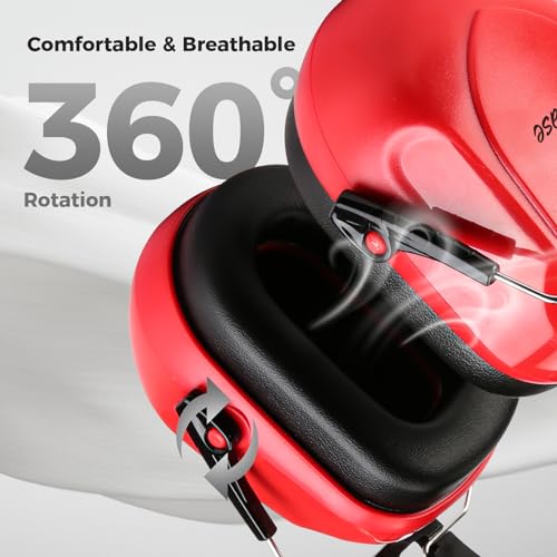 Image of ProCase Noise Reduction Safety Ear Muffs, Hearing Protection Earmuffs, NRR 28dB Noise Sound Protection Headphones for Shooting Gun Range Mowing Construction Woodwork Adult Kids -Pure Red
