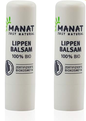 Preisvergleich Produktbild Naturkosmetik Lippenpflege, 2er Pack (2x4,8g) 100% natürlicher, biologischer Lippenbalsam von MANAT - zertifizierte Biokosmetik