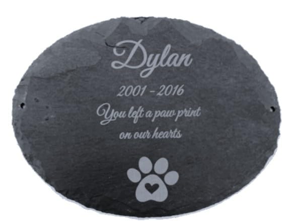 Wrexham Rubber Stamps and Gifts Personalised Engraved Pet Memorial Slate Plaque, Grey, Oval, 20cm x 15cm - Dog, Cat, etc