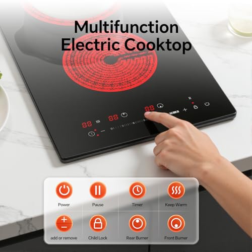 Image of Ranein 12 Inch 2 Burner Electric Cooktop, 3000W, 240V