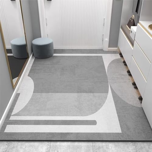 Tapis de couloir gris antidérapant lavable pour une maison moderne
