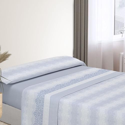 DALINA Textil - Juego de Sábanas Pirineo 3 Piezas para Cama de 135 - Sábana Polar para Invierno Cama Doble, Bajera Ajustable 135x190x25cm, Encimera 210x260cm y 1 Funda Almohada 45x150cm