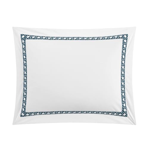 Chic Home BDS44624-AN Lewiston 3 Piece Cotton Blend Duvet Cover 1500 Thread Count Set Solid White With Embroidered Lattice Stitching Details Bedding thumb #3