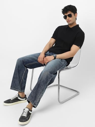 Image of Urbano Fashion Men's Textured Regular Fit Half Sleeve Cotton Polo T-Shirt