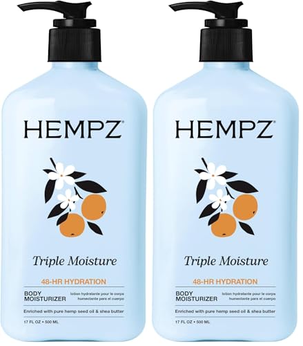 Image of Hempz Triple Moisture Body Moisturizer,17 Oz - Hydrating Lotion Rich with Minerals,Vitamin C,& Hempseed Oil to Nourish & Repair Extremely Dry or Sensitive Skin for Body,(Pack of 2)