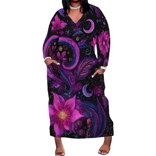 Image of Womens African Dresses Sexy Casual T-Shirt Dresses Long Sleeve Oversized Baggy Summer Sundress