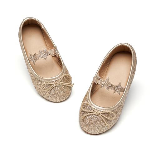 Kiderence Kleine Kleinkind Mädchen Kleid Schuhe Ballerina Ballett Wohnungen Kinder Mary Janes Gold 22