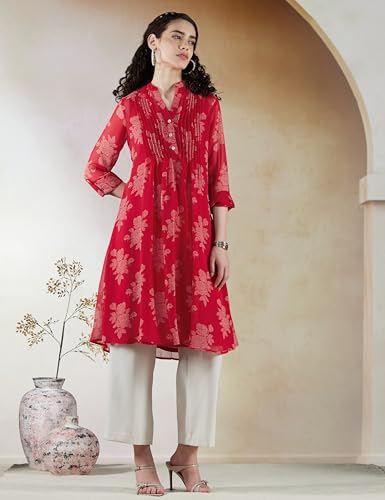 Image of BIBA Women Polyester Straight Fit Printed Kurta