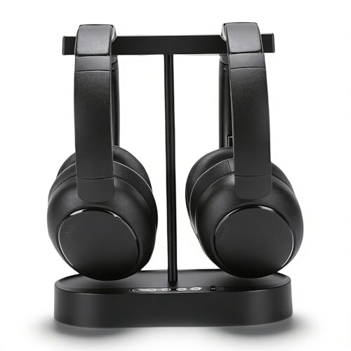 Dpofirs 2 Auriculares Inalámbricos para Ver Televisión, Cómodos sobre la Oreja para Personas Mayores, Auriculares de TV con Base de Carga del Transmisor, Bluetooth 5.4, Voz Clara