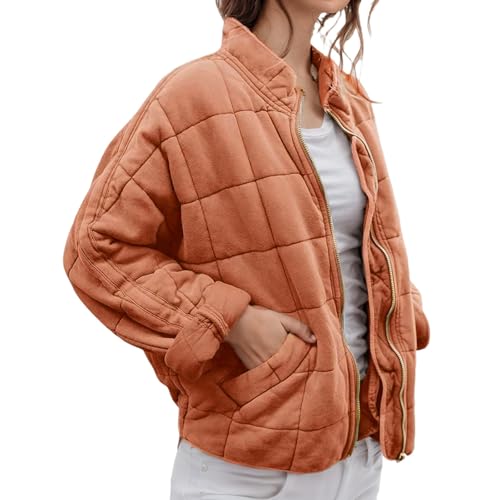 Womens Lightweight Quilted Jacket Zip Up Long Sleeve Coats Oversized Short Puffer Jackets Casual Outerwear3