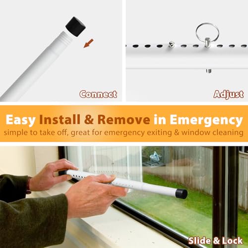 Feblomst Sliding Door Security Bar 18"-51", Adjustable Sliding Door Lock Security Bar, Window Security Bars Inside For Sliding Glass Door Home Apartment Safety thumb #3