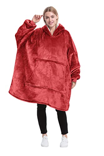 Catalonia Classy Couverture à Capuche Sherpa surdimensionnée Grand Sweat à Capuche, Couverture de Pull Chaud et Moelleux avec Poche Avant, Cadeaux d'hiver pour Adultes Femmes Hommes Cover